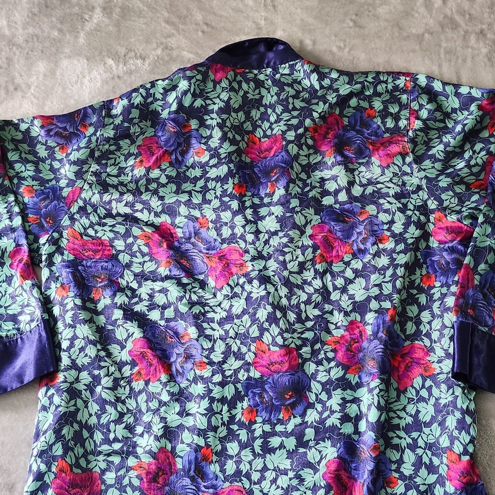 Vintage 1980s Women's Kathryn Pajamas Kimono Size M Floral Purple - Picture 11 of 15